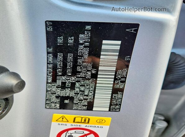 2T2BZMCA1HC095773 2017 LEXUS RX Silver VIN կոդի պիտակի տեսք