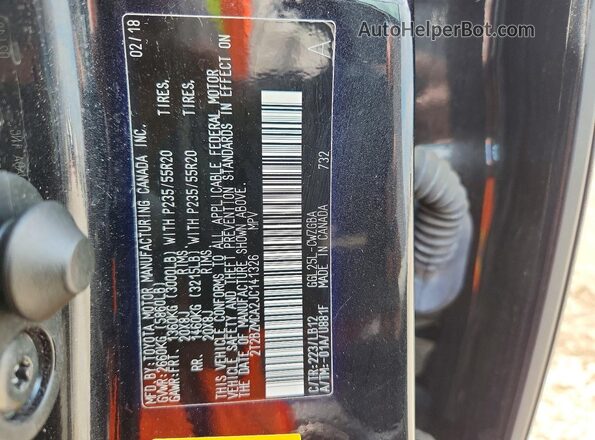 2T2BZMCA2JC141326 2018 LEXUS RX Black VIN sticker view