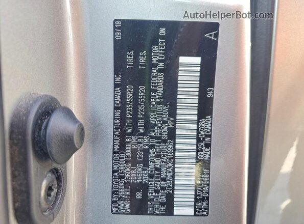 2T2BZMCA3KC169962 2019 LEXUS RX Silver Vista interior de 360 grados
