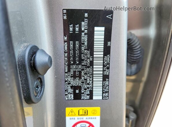 2T2BZMCA6JC158954 2018 LEXUS RX Серый Вид наклейки с VIN-кодом