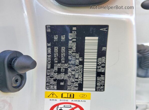 2T2BZMCA7KC202106 2019 LEXUS RX White Vista de la etiqueta del VIN