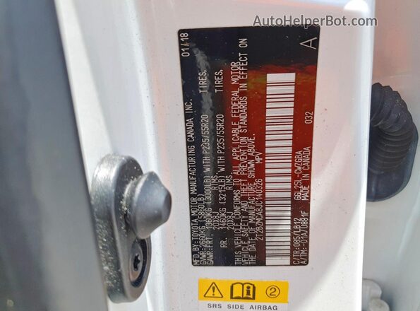 2T2BZMCA8JC140326 2018 LEXUS RX White Widok naklejki z numerem VIN