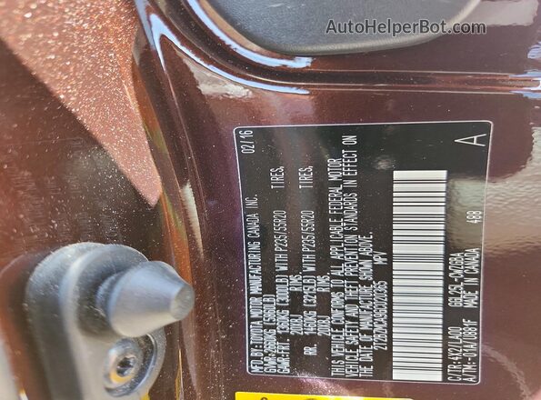 2T2BZMCA9GC020365 2016 LEXUS RX Brown Widok naklejki z numerem VIN