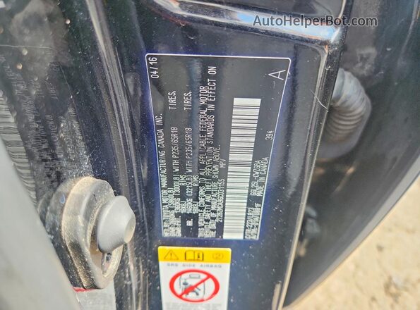 2T2BZMCA9GC031155 2016 LEXUS RX Black Vista de la etiqueta del VIN