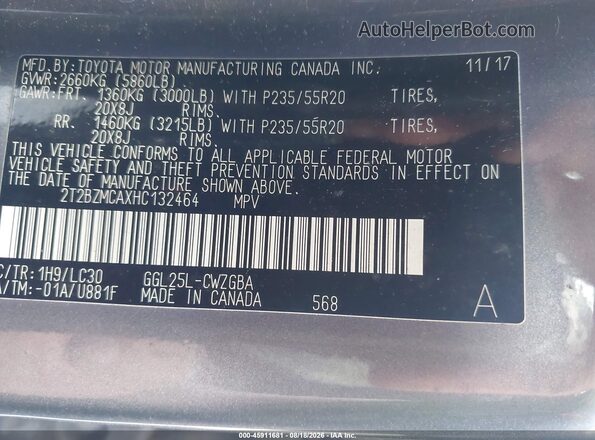 2T2BZMCAXHC132464 2017 LEXUS RX 350 Gray Widok komory silnika