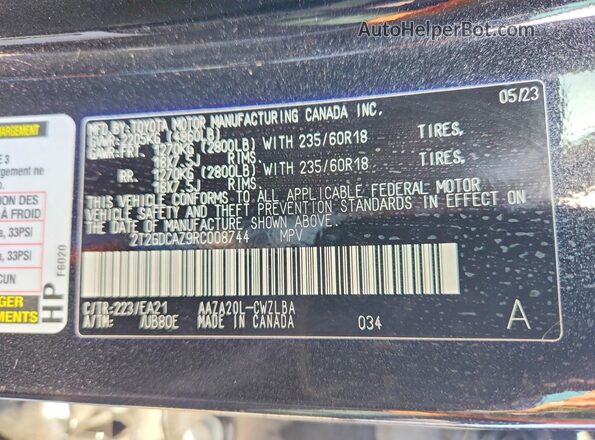2T2GDCAZ9RC008744 2024 LEXUS NX Black VIN კოდის სტიკერის ხედი