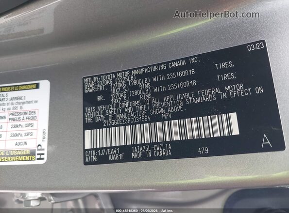 2T2GGCEZ3PC031564 2023 LEXUS NX 350 Серый Вид подкапотного пространства