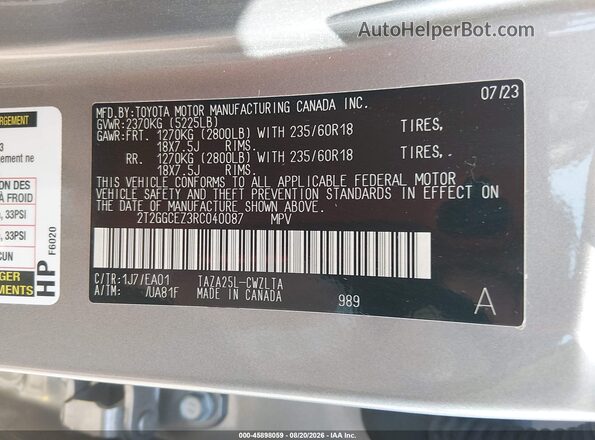 2T2GGCEZ3RC040087 2024 LEXUS NX 350 Gray Vista del compartimento del motor