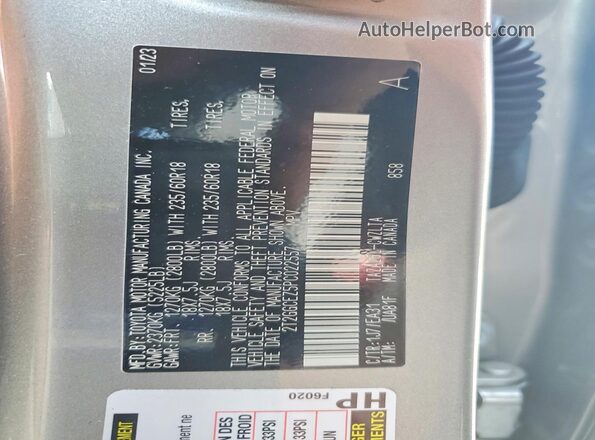 2T2GGCEZ5PC022557 2023 LEXUS NX Gray Widok naklejki z numerem VIN