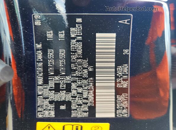 2T2HGMDA4LC044114 2020 LEXUS RX Black Engine compartment view