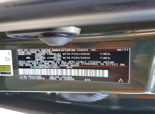 2T2HZMAA3MC214821 2021 LEXUS RX Зеленый Панорамный вид салона 360°