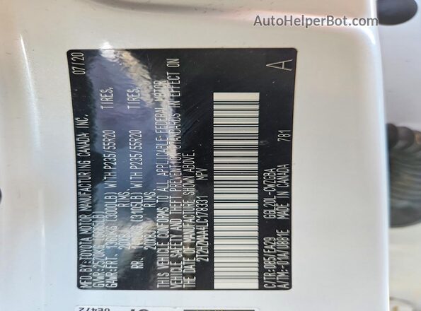 2T2HZMAA4LC178331 2020 LEXUS RX White Widok komory silnika