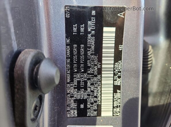2T2HZMDA0MC281386 2021 LEXUS RX Gray VIN კოდის სტიკერის ხედი