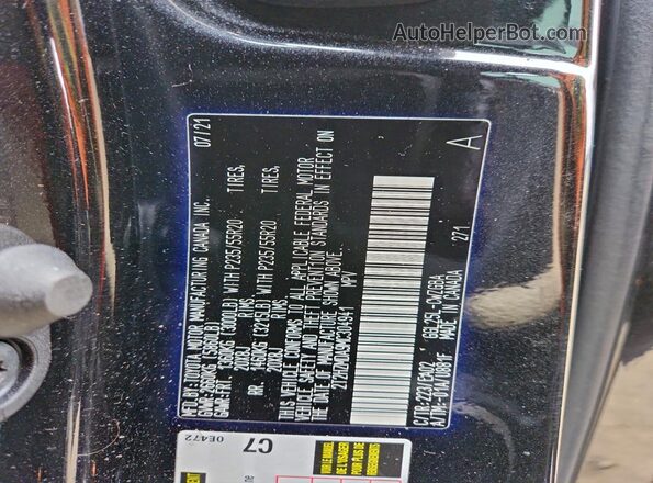 2T2HZMDA9MC304941 2021 LEXUS RX Black Widok naklejki z numerem VIN