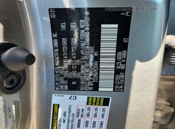 2T2SZMDA7MC284842 2021 LEXUS RX Gray VIN sticker view