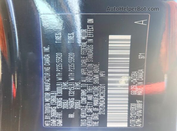 2T2YZMDA3MC262301 2021 LEXUS RX Черный Вид наклейки с VIN-кодом