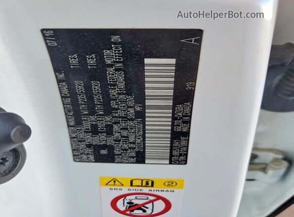 2T2ZZMCA1GC030774 2016 LEXUS RX Белый Вид наклейки с VIN-кодом