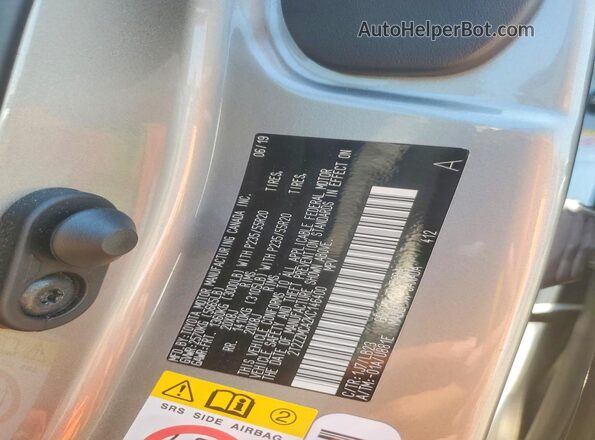 2T2ZZMCA2KC146400 2019 LEXUS RX Silver VIN sticker view