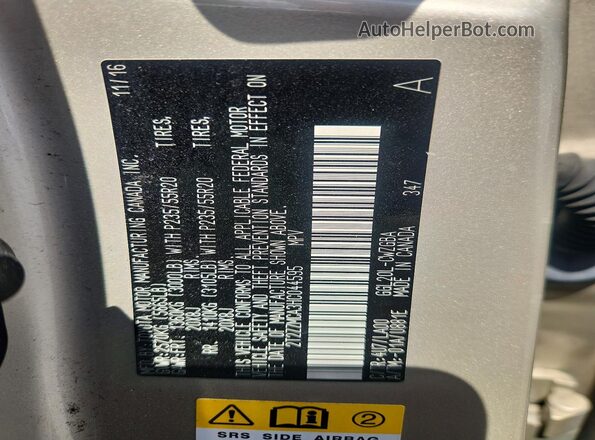 2T2ZZMCA3HC044595 2017 LEXUS RX Gold VIN sticker view