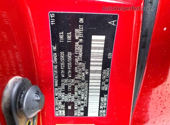 2T2ZZMCA5GC004971 2016 LEXUS RX Red VIN կոդի պիտակի տեսք