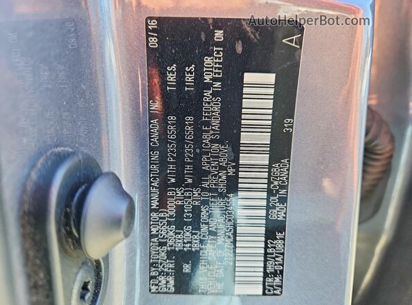 2T2ZZMCA5HC034554 2017 LEXUS RX Gray Widok naklejki z numerem VIN