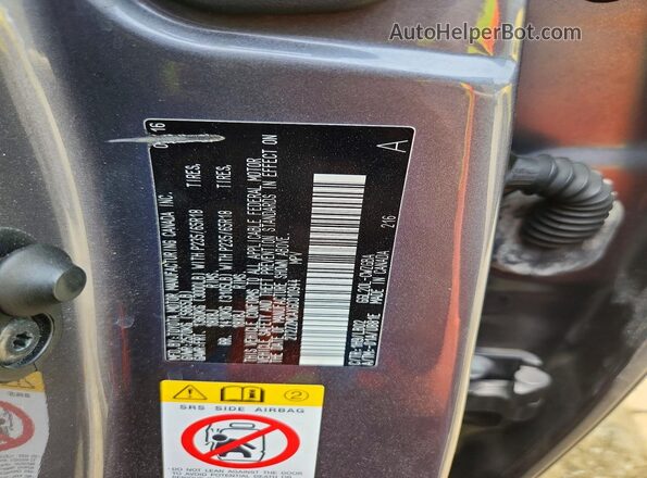 2T2ZZMCAXGC010944 2016 LEXUS RX Серый Вид наклейки с VIN-кодом