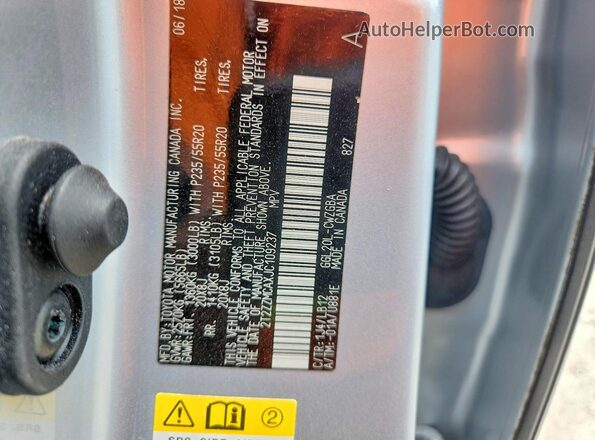 2T2ZZMCAXJC109237 2018 LEXUS RX Silver Вид наклейки з VIN-кодом