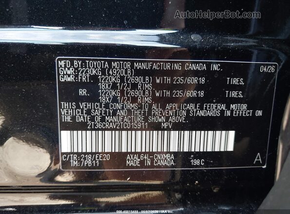 2T36CRAV2TC015911 2026 TOYOTA RAV4 Black Вид підкапотного простору