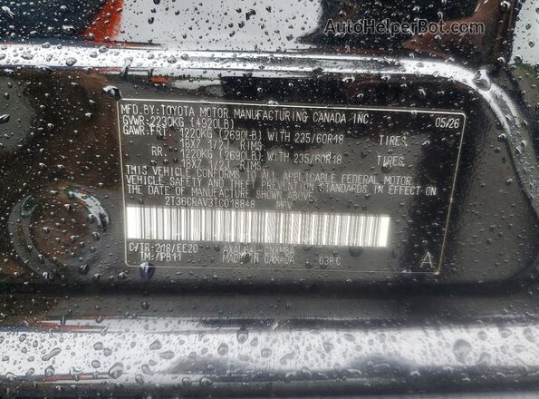 2T36CRAV3TC018848 2026 TOYOTA RAV4 Black VIN կոդի պիտակի տեսք