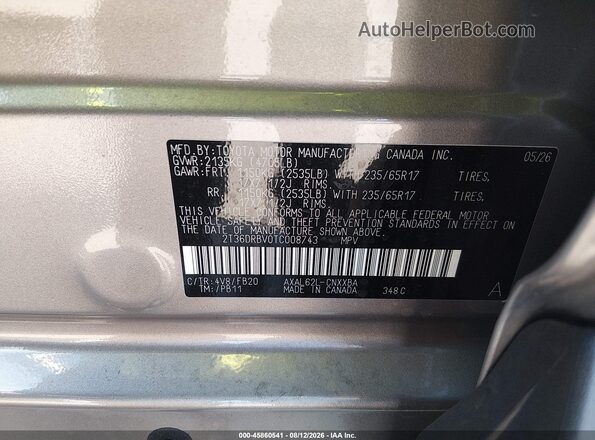 2T36DRBV0TC008743 2026 TOYOTA RAV4 Gray ძრავის განყოფილების ხედი