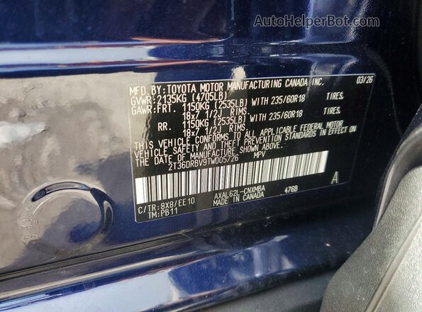 2T36DRBV9TW005726 2026 TOYOTA RAV4 Blue Widok komory silnika