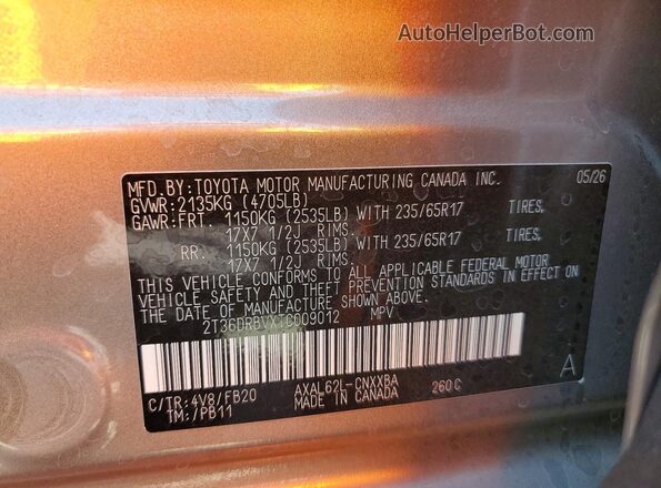 2T36DRBVXTC009012 2026 TOYOTA RAV4 Silver Vista del compartimento del motor