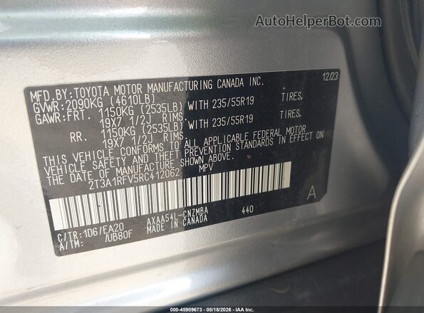 2T3A1RFV5RC412062 2024 TOYOTA RAV4 Silver Շարժիչի բաժամունքի տեսք