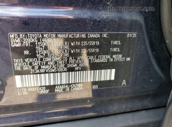 2T3A1RFV5SW510836 2025 TOYOTA RAV4 Blue VIN sticker view