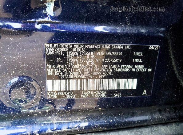 2T3A1RFV8SW602376 2025 TOYOTA RAV4 Blue Вид наклейки з VIN-кодом