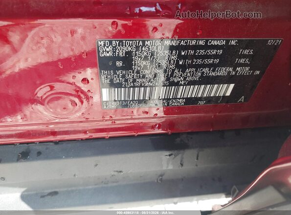 2T3A1RFV9MW247415 2021 TOYOTA RAV4 Burgundy ძრავის განყოფილების ხედი
