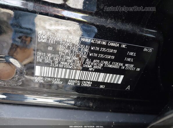 2T3A1RFV9SW534170 2025 TOYOTA RAV4 Black Вид підкапотного простору
