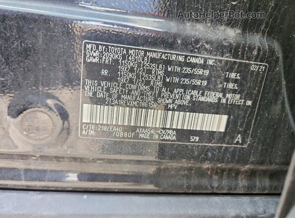 2T3A1RFVXMC186156 2021 TOYOTA RAV4 Black Вид наклейки з VIN-кодом