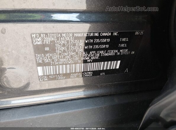 2T3A1RFVXSW561118 2025 TOYOTA RAV4 Gray Widok komory silnika
