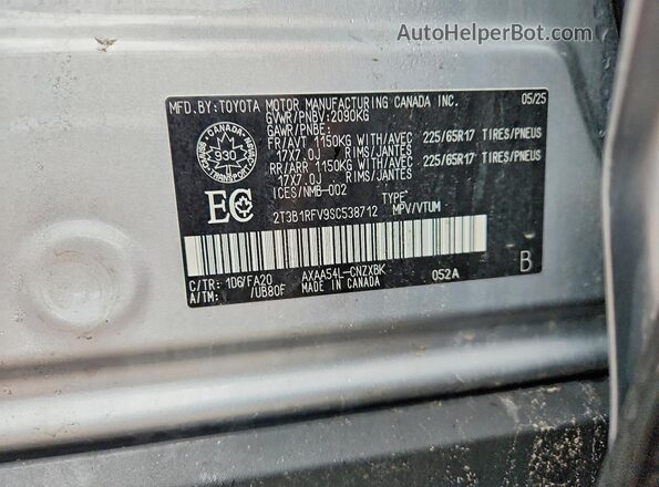 2T3B1RFV9SC538712 2025 TOYOTA RAV4 Silver სალონის 360-გრადუსიანი ხედი