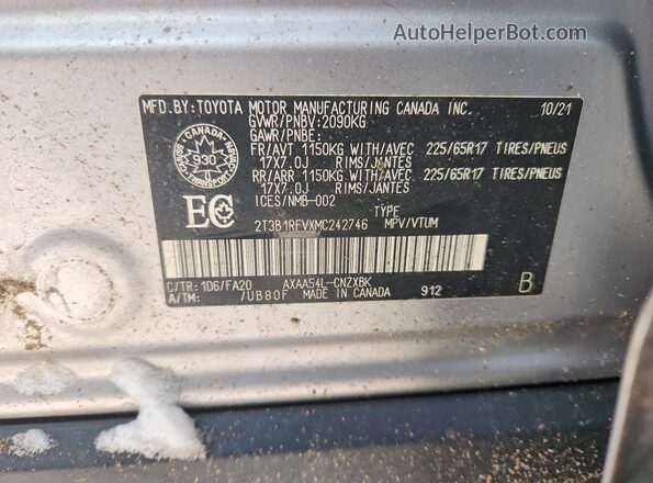 2T3B1RFVXMC242746 2021 TOYOTA RAV4 Silver Engine compartment view