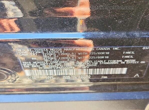 2T3B6RFV3MW022283 2021 TOYOTA RAV4 Black Vista del compartimento del motor