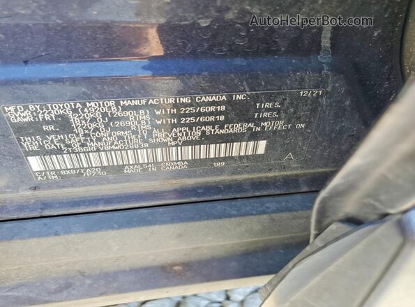2T3B6RFV8MW028838 2021 TOYOTA RAV4 Blue Vista interior de 360 grados