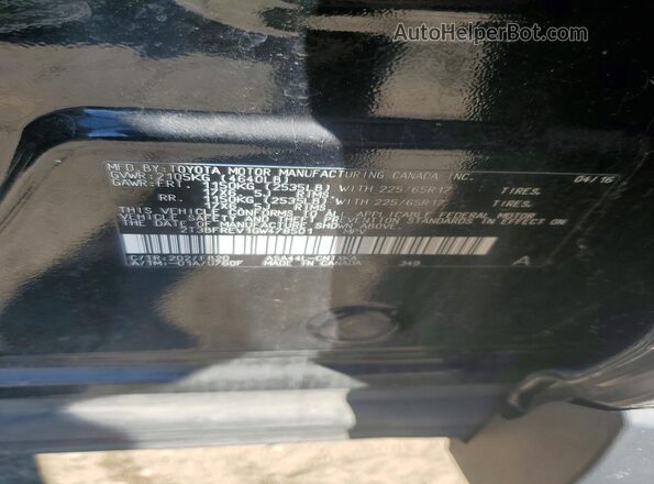 2T3BFREV1GW478501 2016 TOYOTA RAV4 Black VIN კოდის სტიკერის ხედი