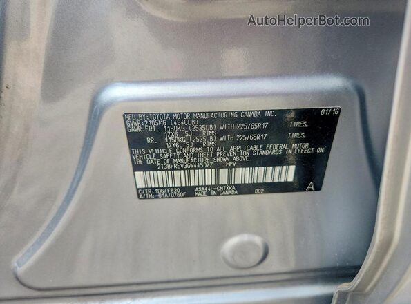 2T3BFREV3GW445077 2016 TOYOTA RAV4 Silver 