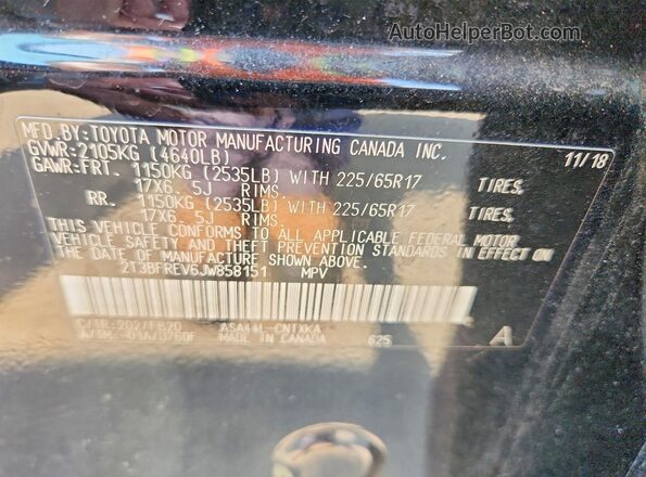 2T3BFREV6JW858151 2018 TOYOTA RAV4 Black Engine compartment view