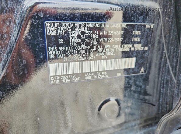2T3BFREVXGW479677 2016 TOYOTA RAV4 Black Вид підкапотного простору