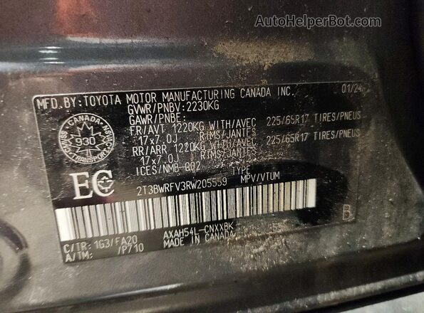 2T3BWRFV3RW205559 2024 TOYOTA RAV4 Gray 360 interior view