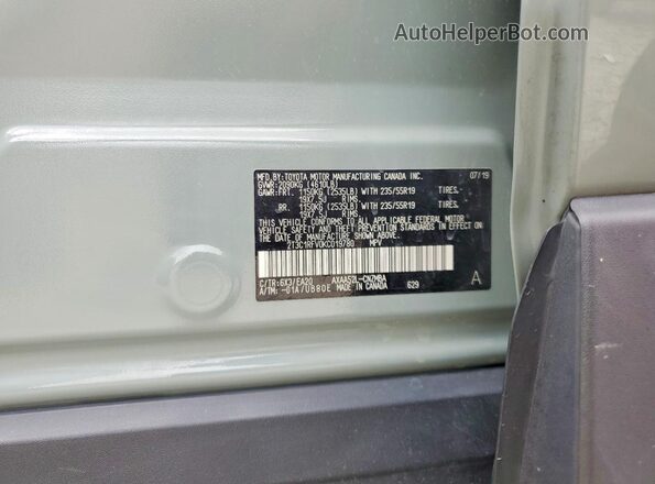 2T3C1RFV0KC019780 2019 TOYOTA RAV4 Gray VIN კოდის სტიკერის ხედი