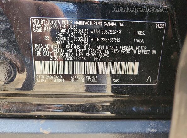 2T3C1RFV0NC213116 2022 TOYOTA RAV4 Черный Панорамный вид салона 360°